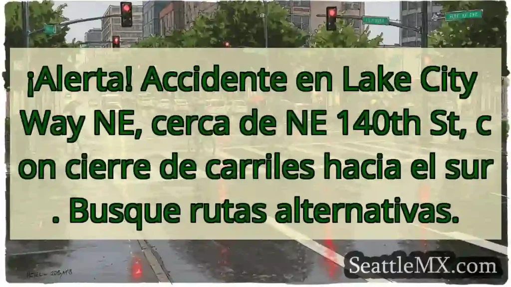 ¡Accidente! Lake City Way NE. Carriles sur