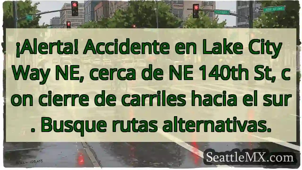 ¡Accidente! Lake City Way NE. Carriles sur