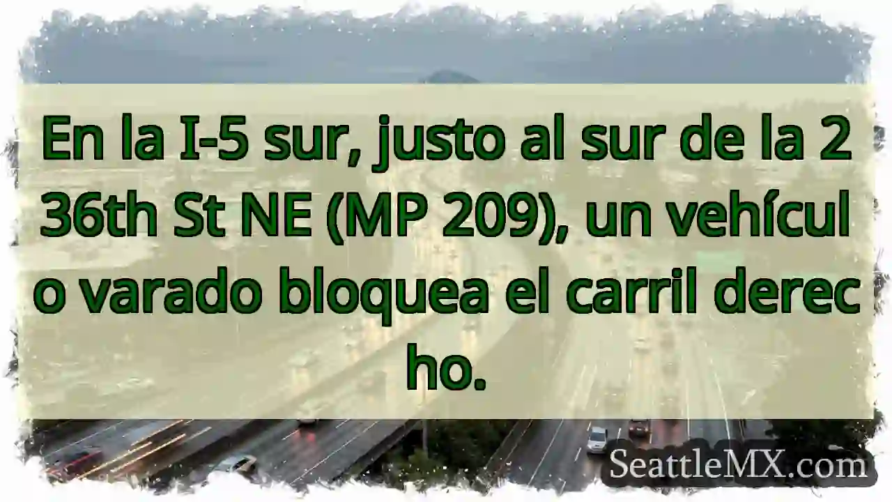 Vehículo varado en I-5 sur. ¡Cuidado!