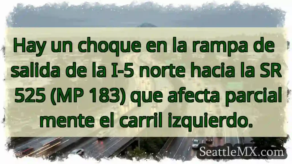 ¡Choque I-5 N! Carril izquierdo afectado.