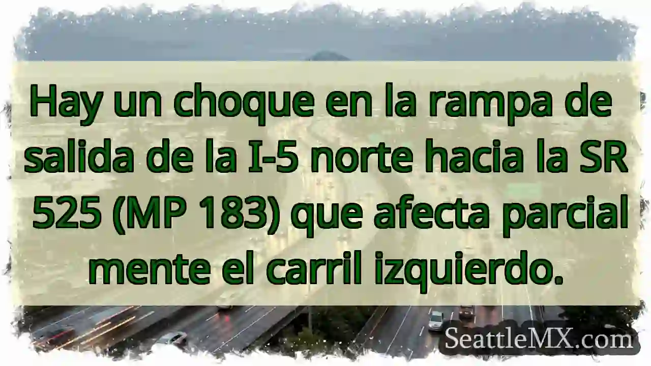 ¡Choque I-5 N! Carril izquierdo afectado.