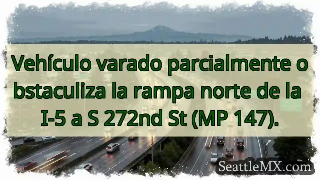 Atasco I-5 Norte. Vehículo obstaculiza rampa.