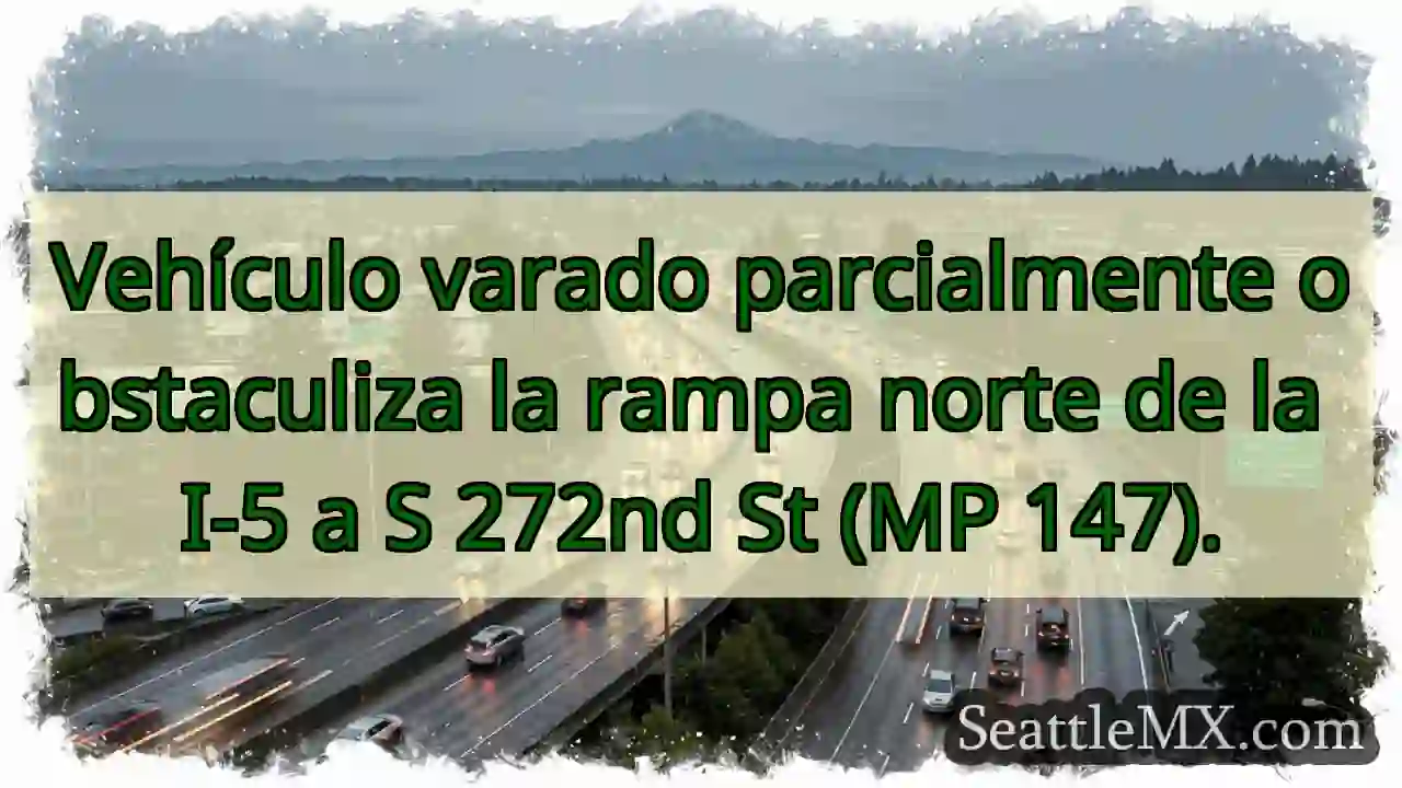 Atasco I-5 Norte. Vehículo obstaculiza rampa.