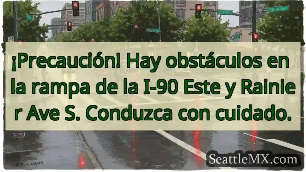¡Cuidado! Obstáculos en rampa I-90 E/Rainier.