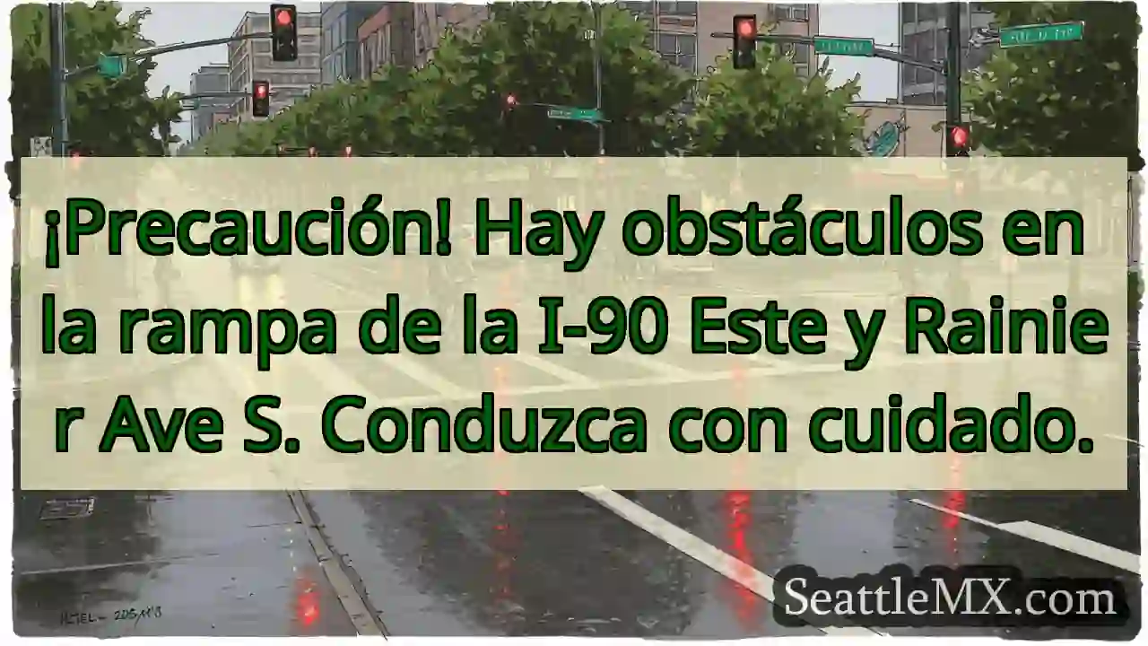 ¡Cuidado! Obstáculos en rampa I-90 E/Rainier.
