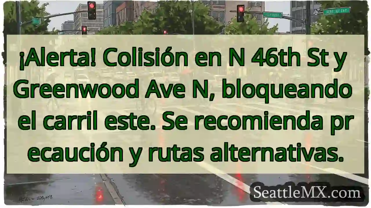 ¡Atención! Colisión N 46th y Greenwood. ¡Cuidado!
