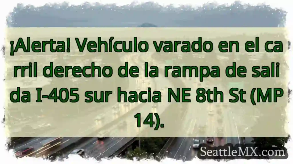 ¡Vehículo atascado! I-405 Sur, salida NE 8th