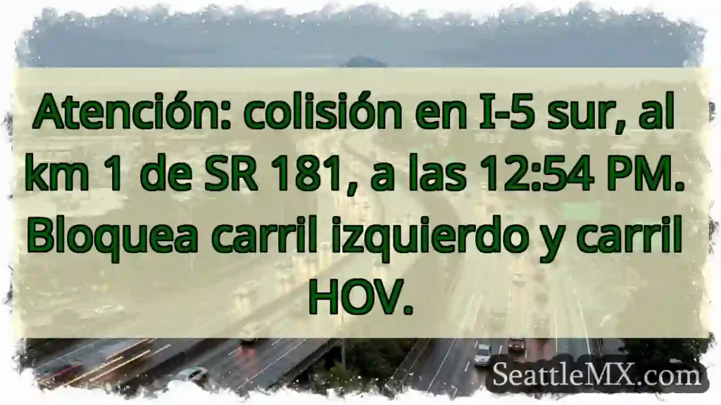 ¡Accidente I-5 Sur! Km 1. ¡Cuidado!