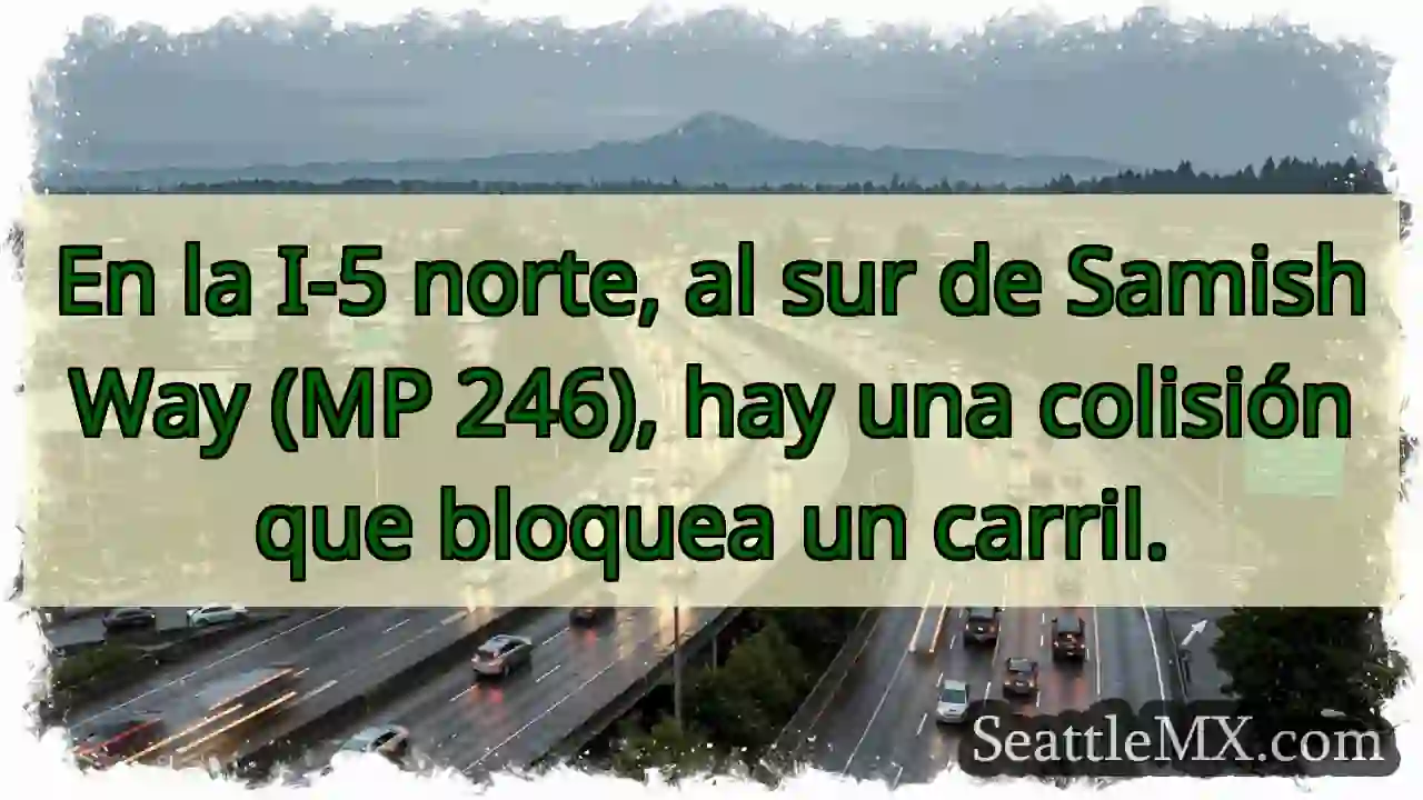 ¡Choque en I-5! Carril bloqueado.
