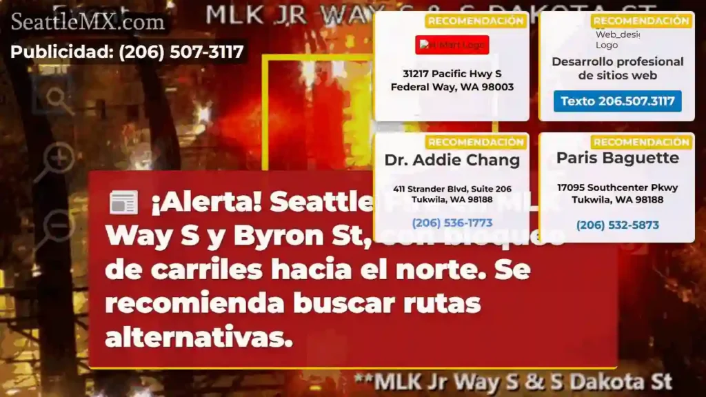 ¡Seattle! MLK S bloqueada. Busca ruta alterna.