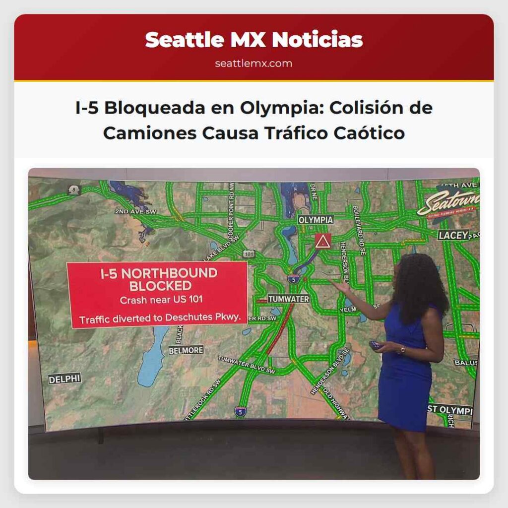 I-5 Bloqueada en Olympia: Colisión de Camiones