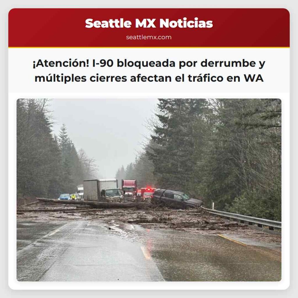 ¡Atención! I-90 bloqueada por derrumbe y