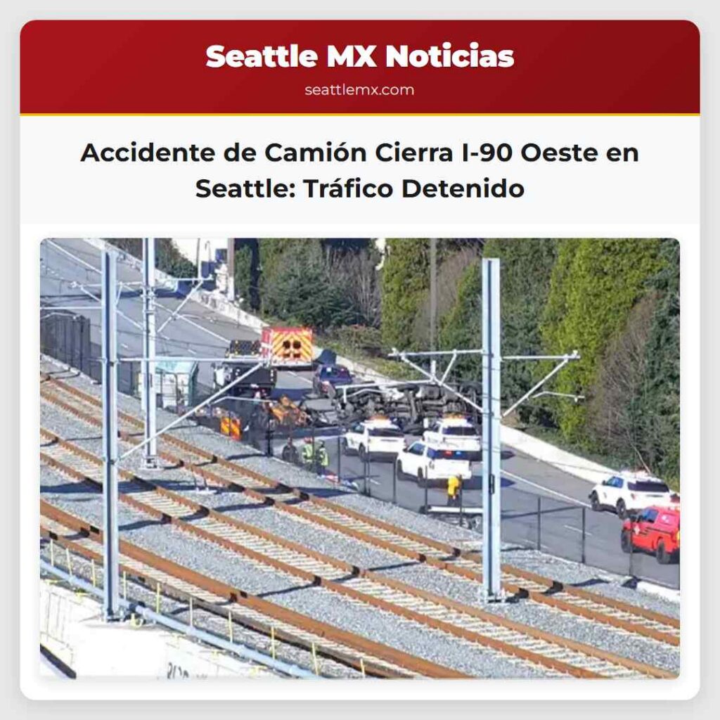 Accidente de Camión Cierra I-90 Oeste en Seattle: