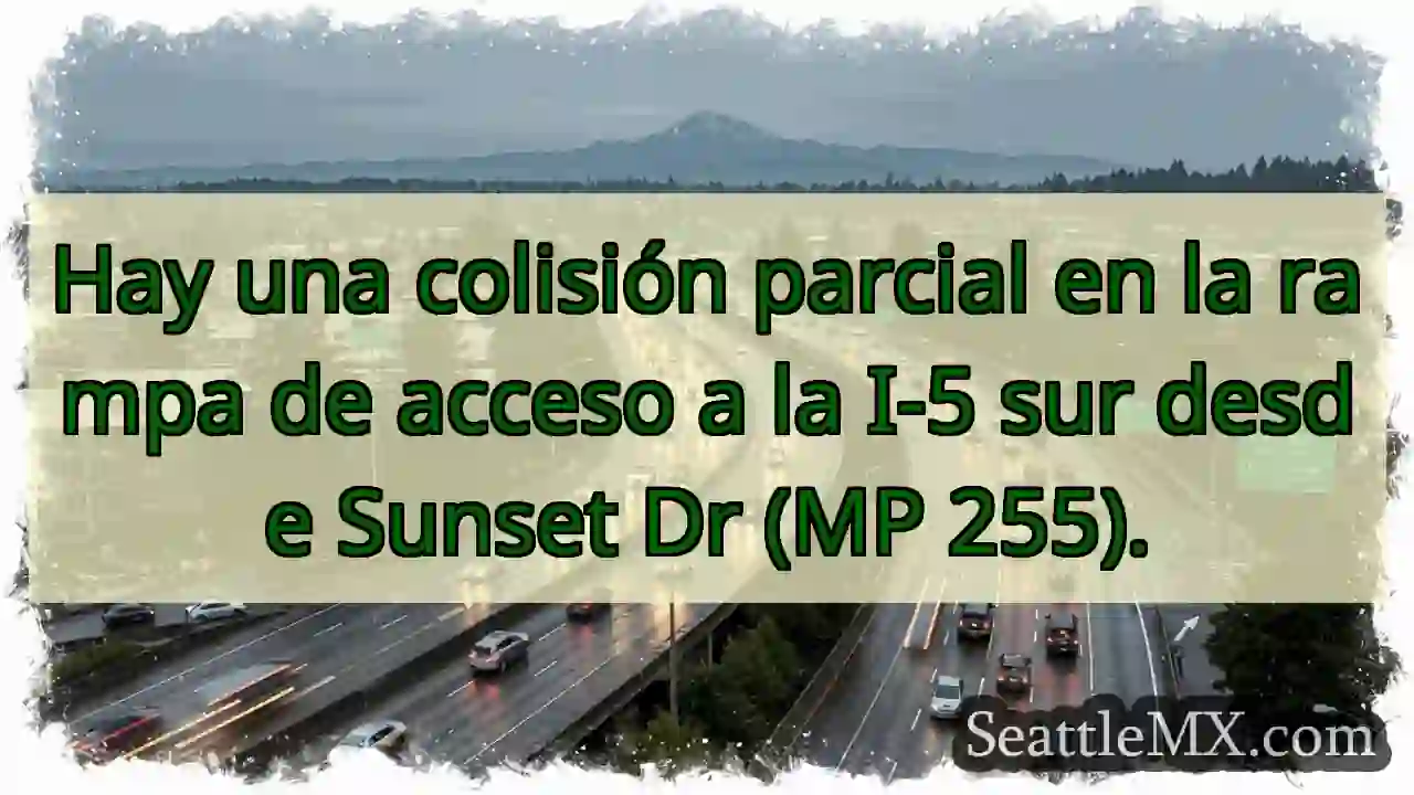 Colisión parcial en rampa I-5 Sur.