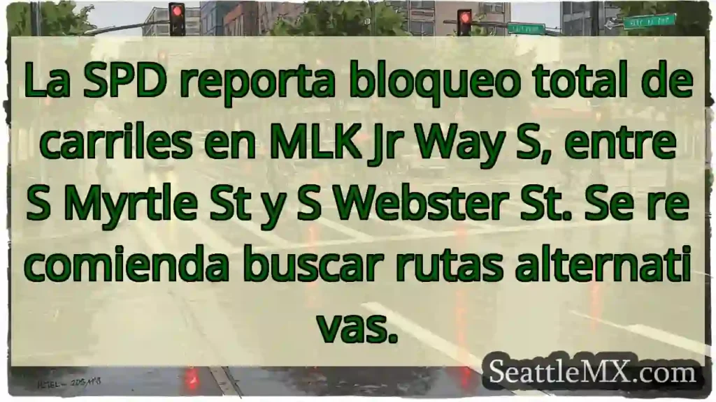 ¡Bloqueo total MLK Jr Way S! Busca ruta alterna.