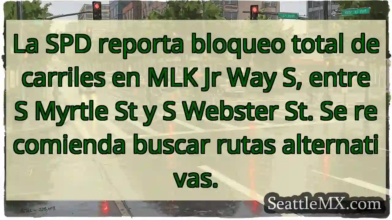 ¡Bloqueo total MLK Jr Way S! Busca ruta alterna.