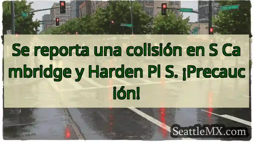 ¡Colisión! S Cambridge y Harden Pl S. ¡Cuidado!