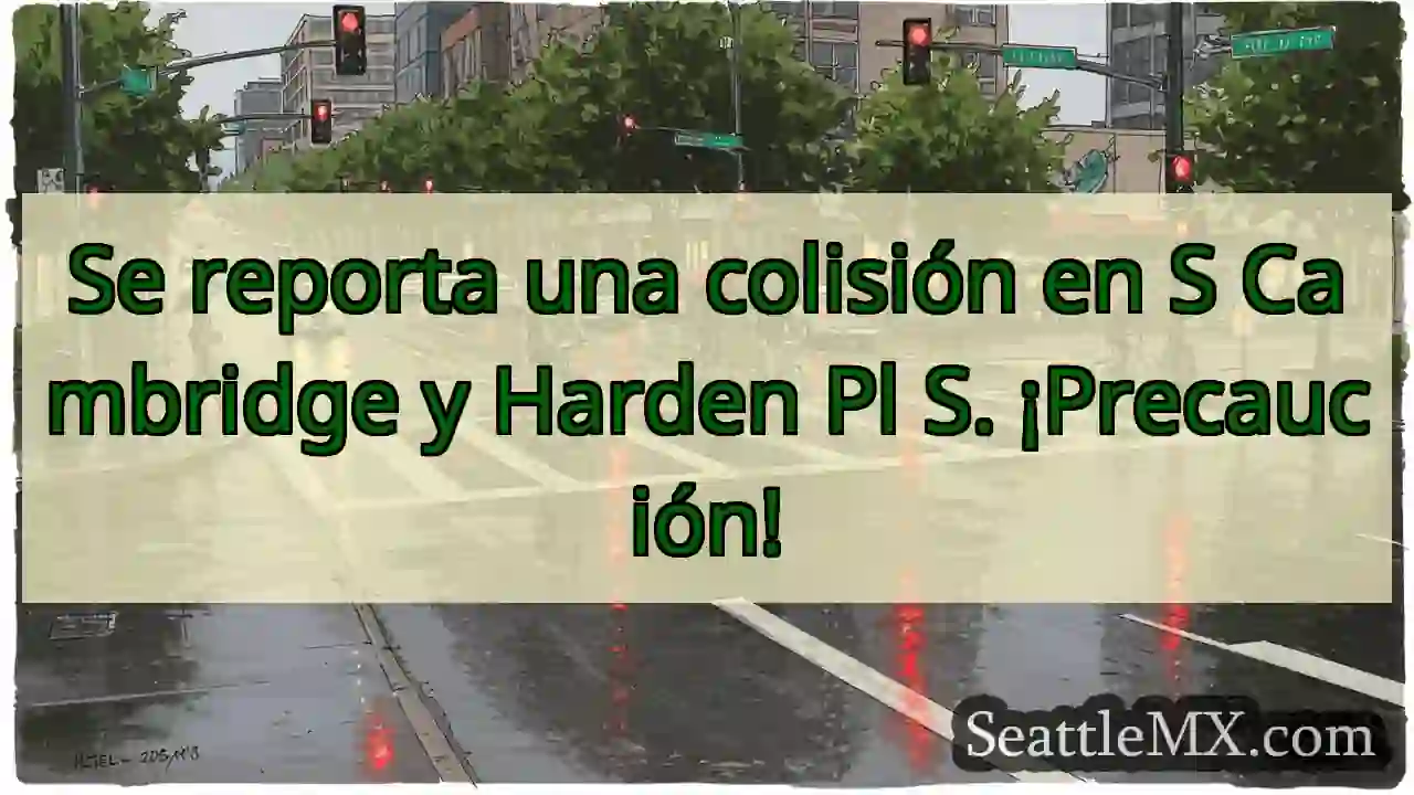 ¡Colisión! S Cambridge y Harden Pl S. ¡Cuidado!