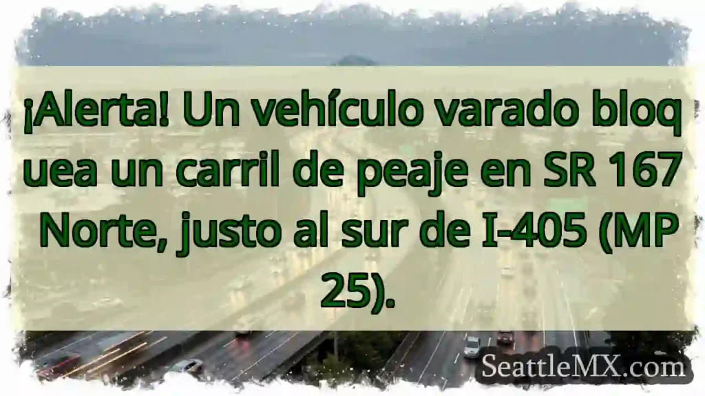 ¡Vehículo varado! SR 167 N, MP 25.