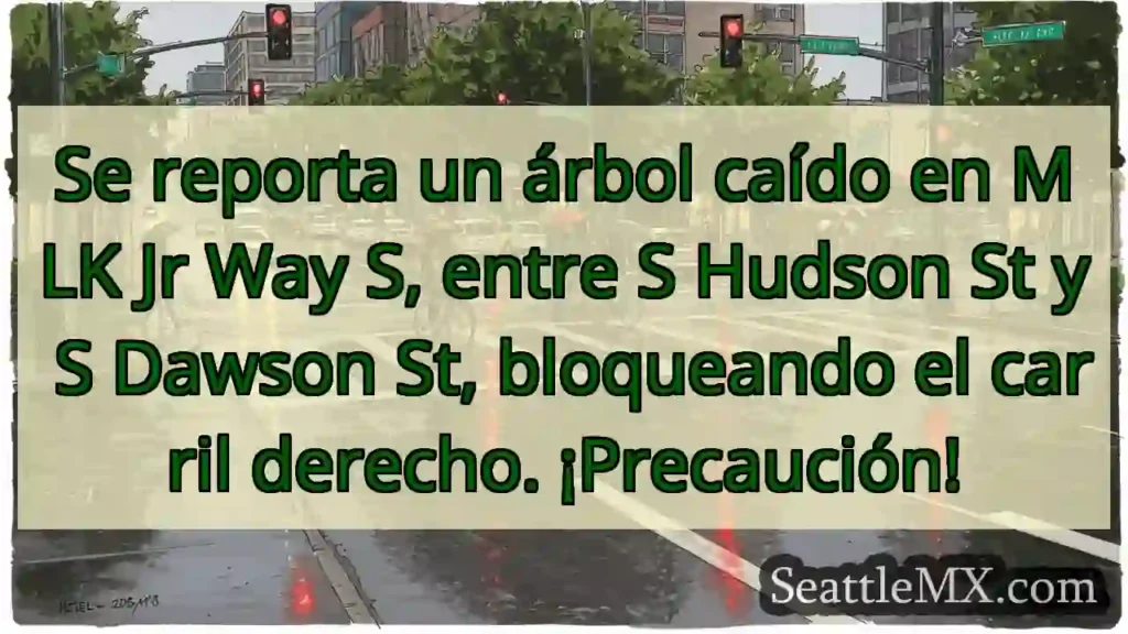 ¡Árbol caído! MLK Jr Way S. ¡Cuidado!