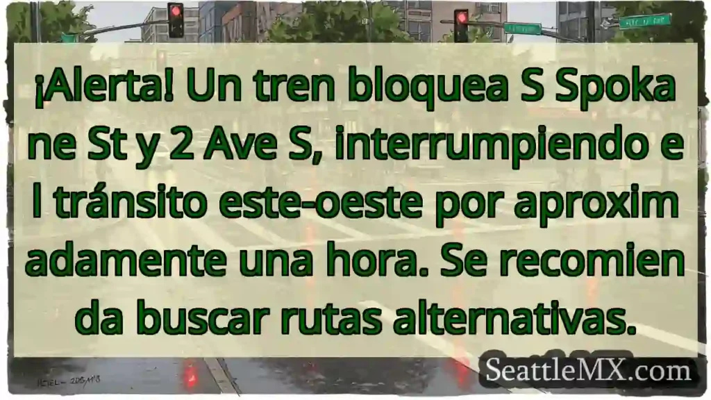 ¡Atención! Tren bloquea S Spokane St.