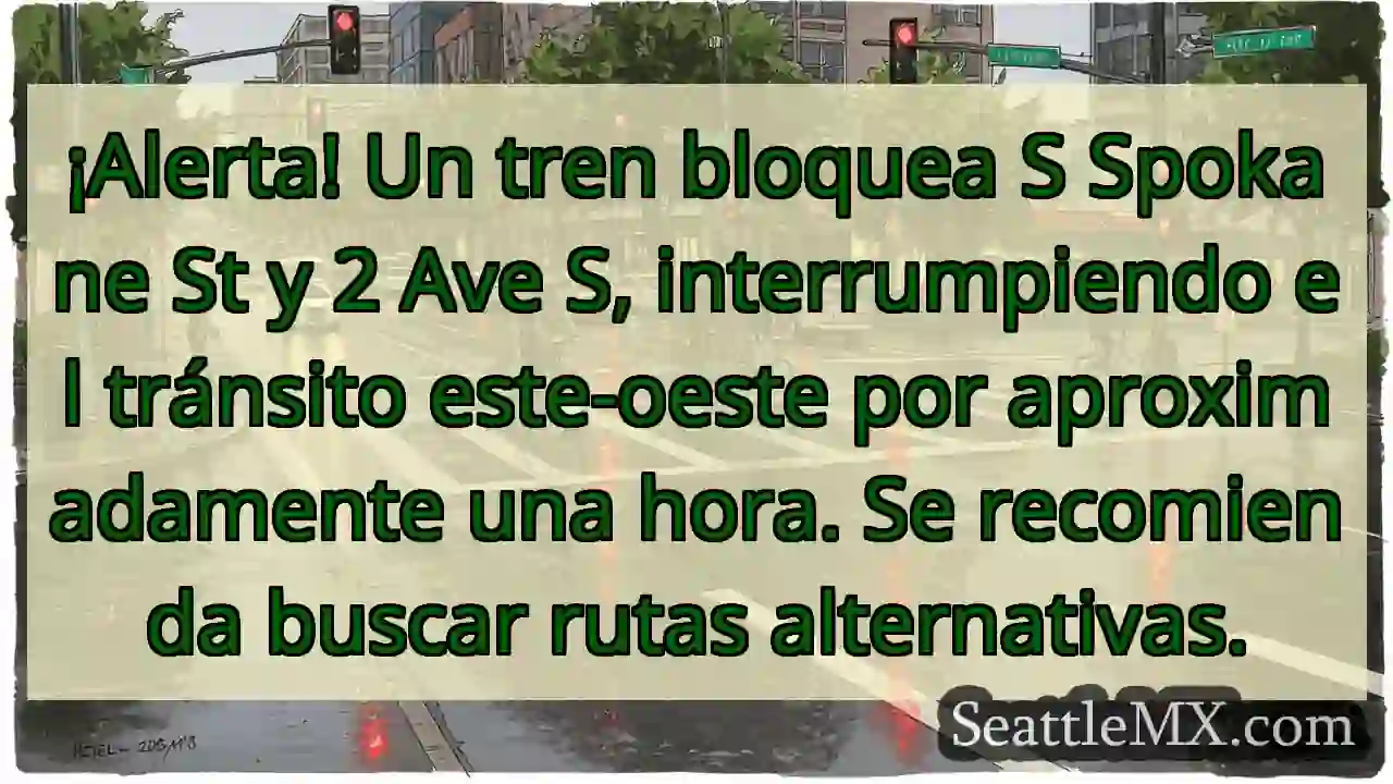 ¡Atención! Tren bloquea S Spokane St.