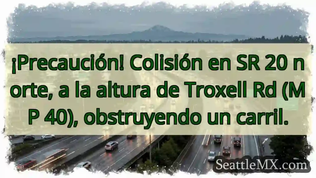 ¡Cuidado! SR 20 N - Obstrucción de carril