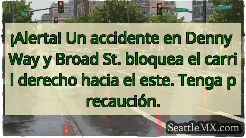 ¡Accidente! Denny Way &amp; Broad St. ¡Cuidado!