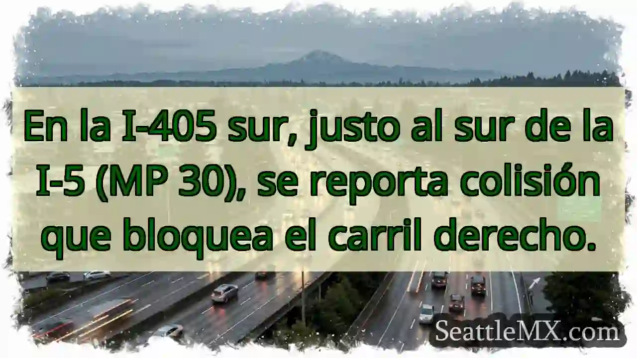 ¡Choque I-405 S! Carril derecho bloqueado.