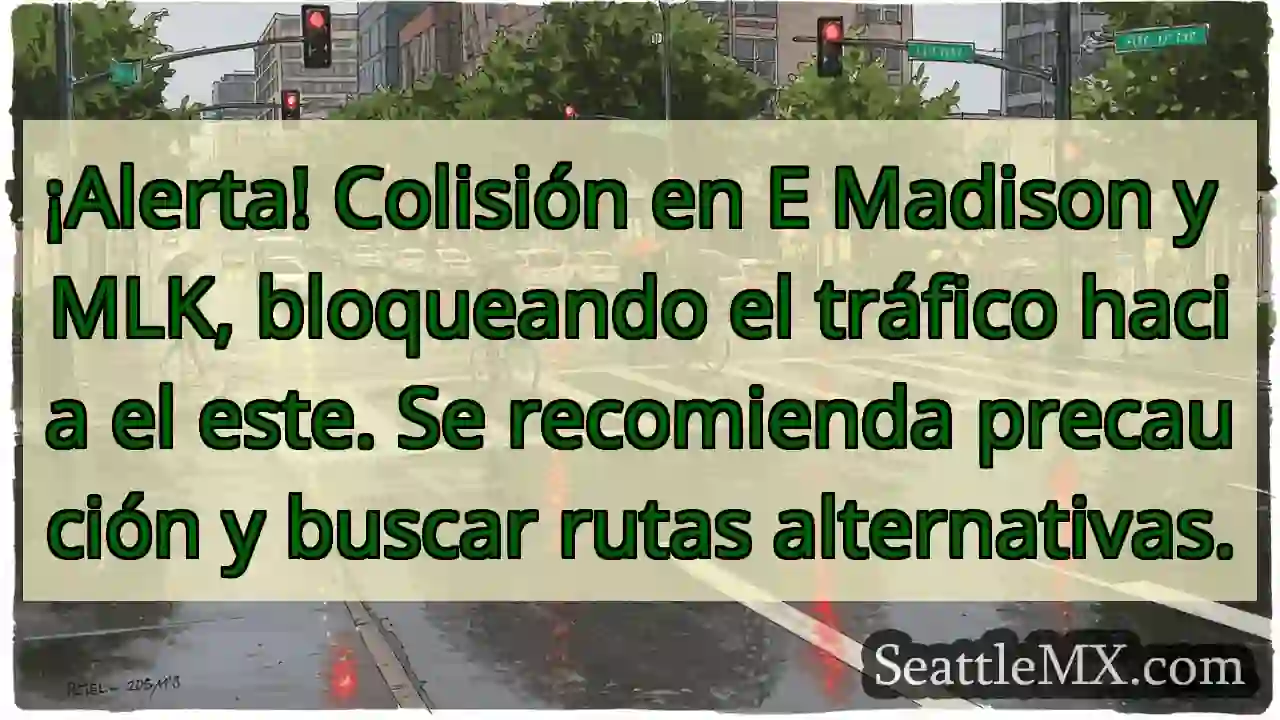 ¡Colisión! E Madison y MLK. Tráfico bloqueado. 1 ¡Colisión! E Madison y MLK. Tráfico bloqueado.