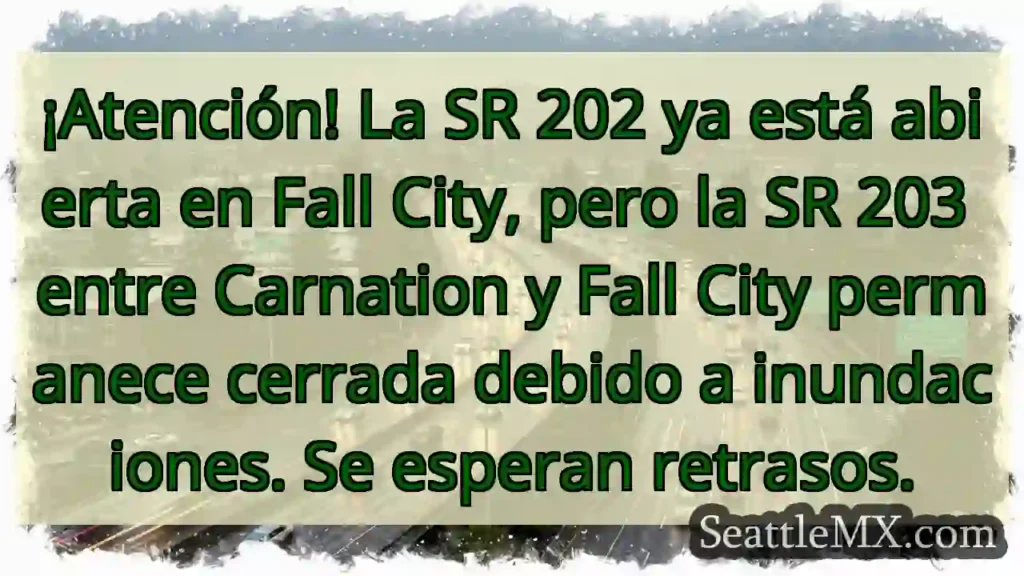 ¡SR 202 ABIERTA! SR 203 CERRADA. ¡Retrasos!