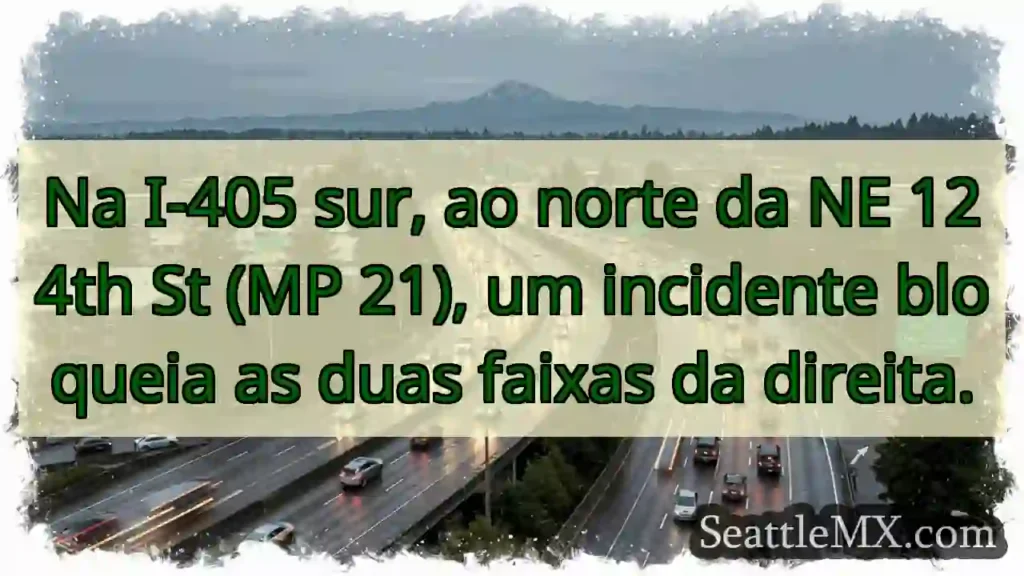 Tráfego parado na I-405! Duas faixas bloqueadas.