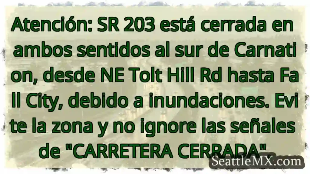SR 203 CERRADA. ¡Evite la zona!
