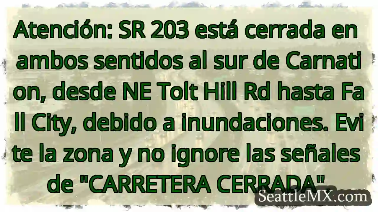 SR 203 CERRADA. ¡Evite la zona!