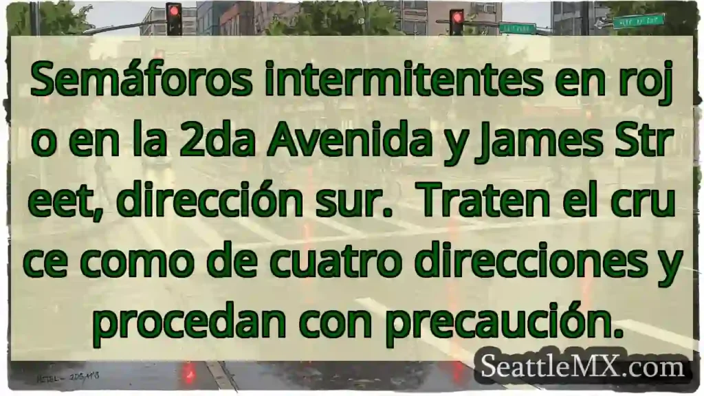 ¡Semáforo intermitente! ¡Precaución al cruzar!