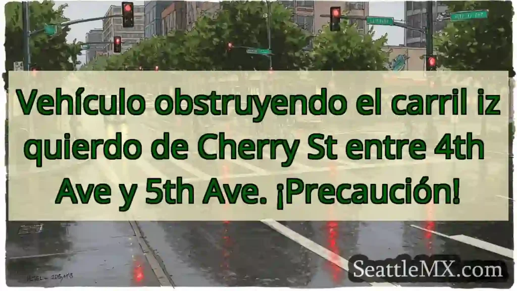 ¡Cuidado! Vehículo bloquea carril izquierdo.