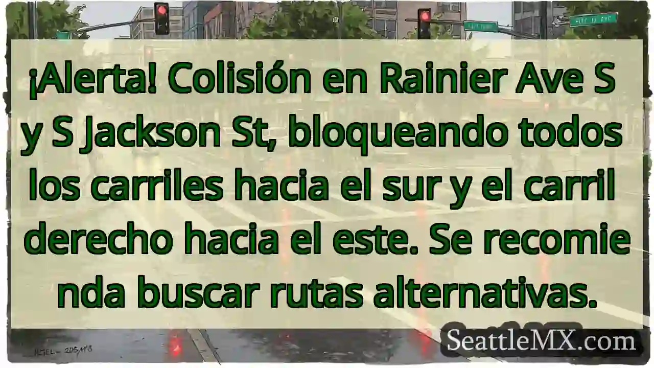 ¡Choque! Rainier & Jackson. Carriles S bloqueados.