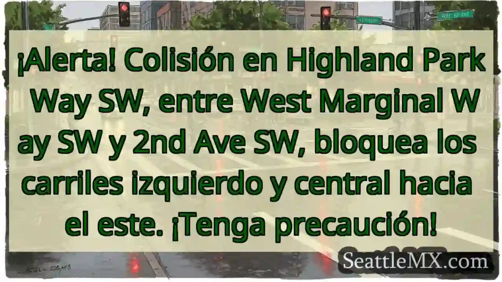 Noticias de transporte de Seattle 1 ¡Colisión! Highland Park Way SW. ¡Precaución!