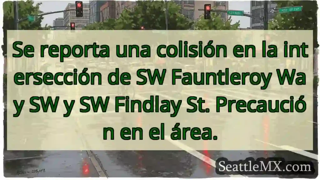 ¡Colisión! SW Fauntleroy &amp; Findlay. ¡Precaución!