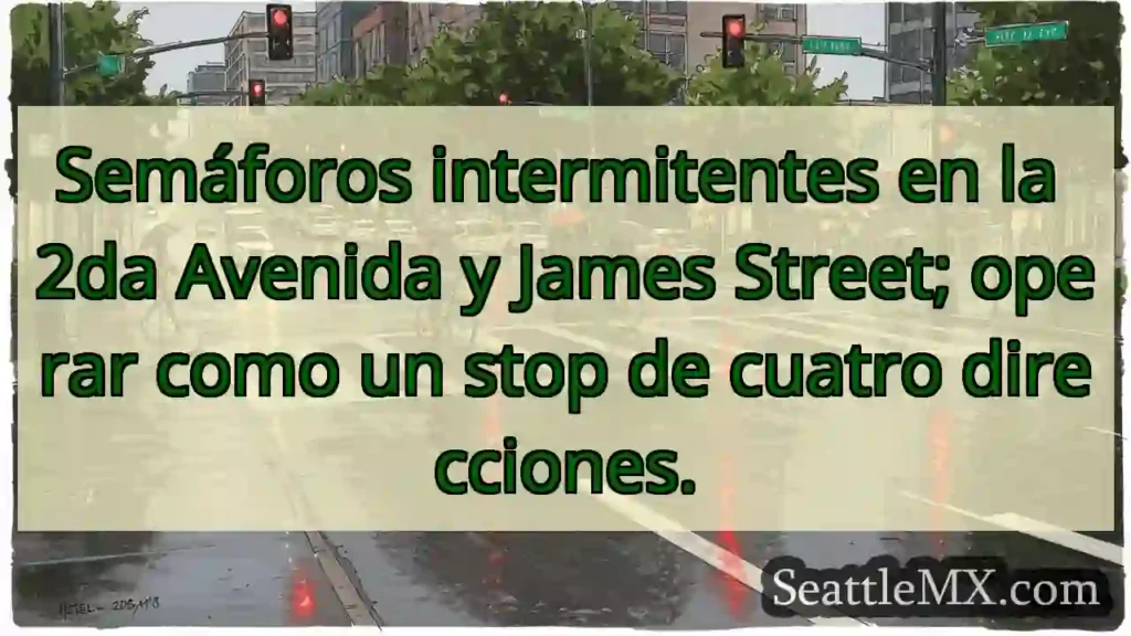 ¡Alto! Semáforo intermitente 2da Av y James.