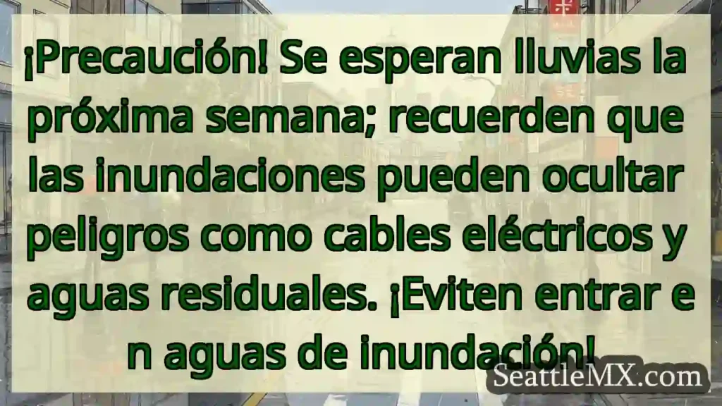 ¡Lluvia intensa! ¡No camines en agua!