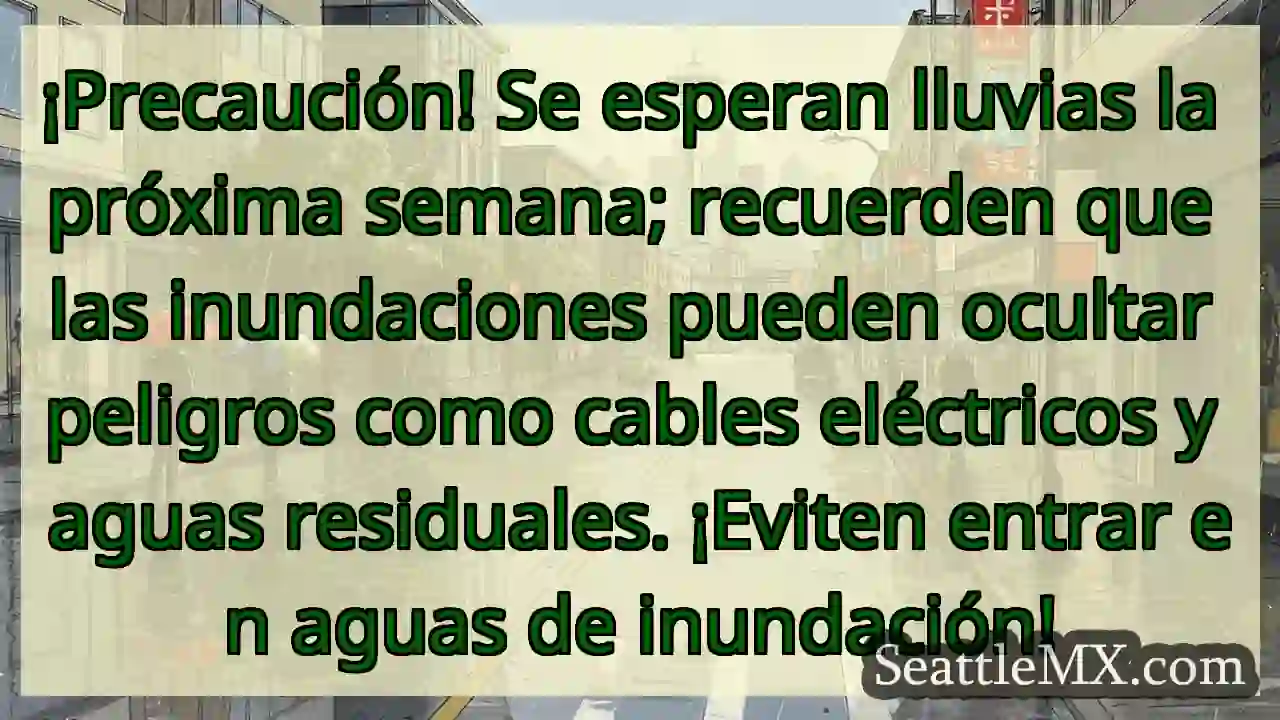 ¡Lluvia intensa! ¡No camines en agua!