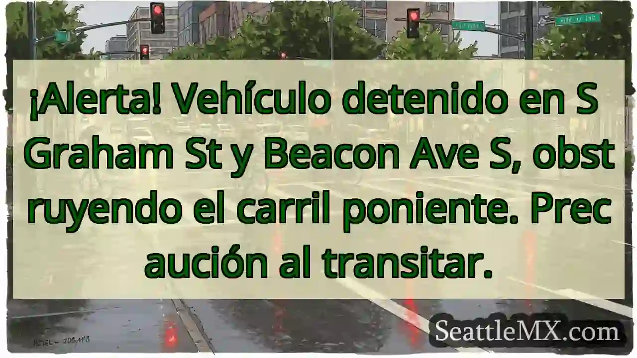 ¡Cuidado! Vehículo obstruye carril.