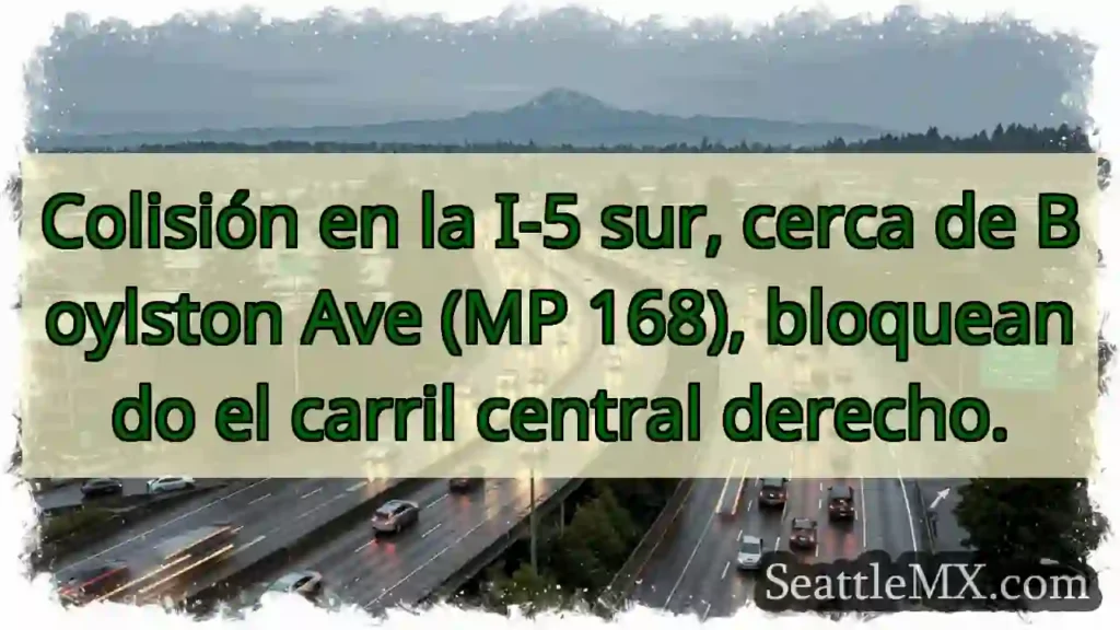 ¡Atención! I-5 Sur: Carril bloqueado.