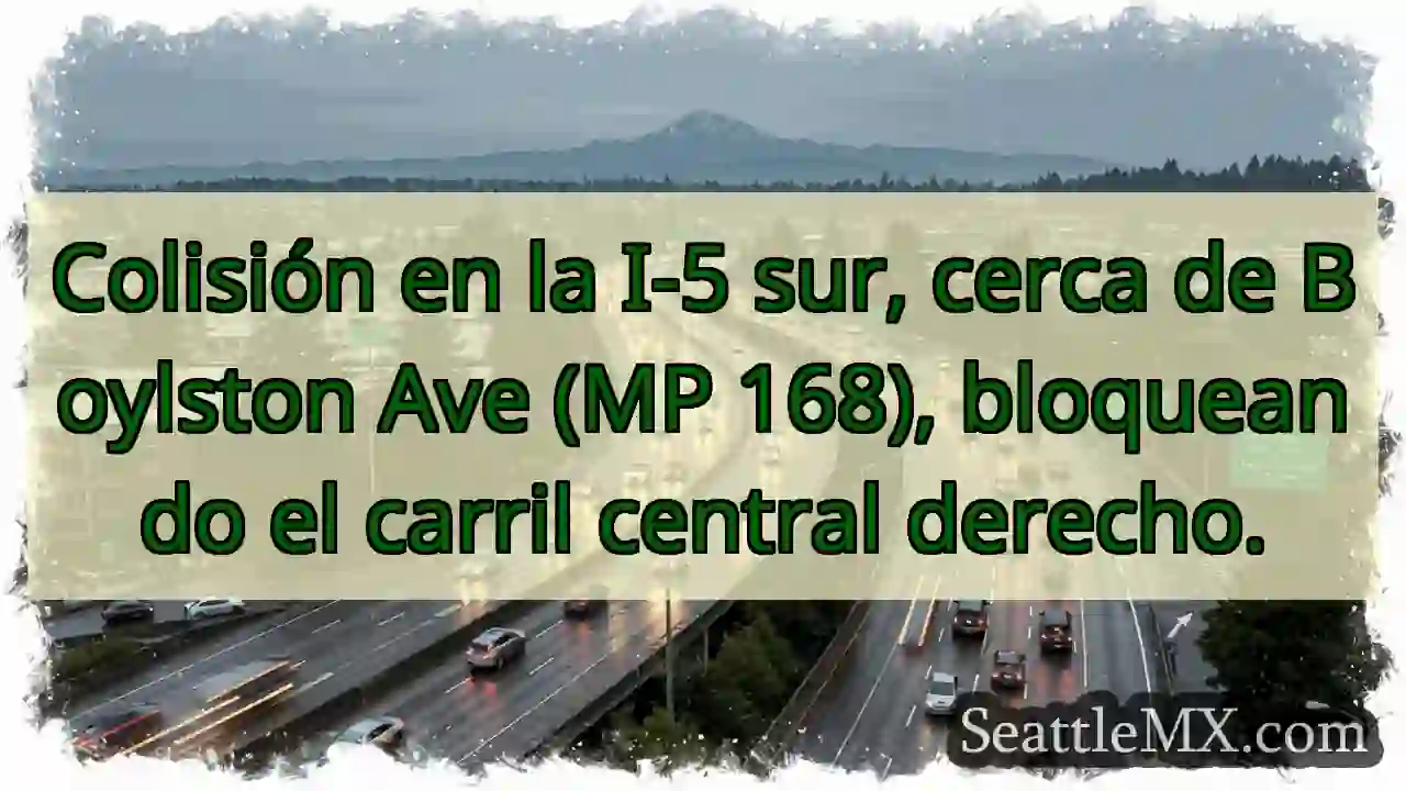 ¡Atención! I-5 Sur: Carril bloqueado.
