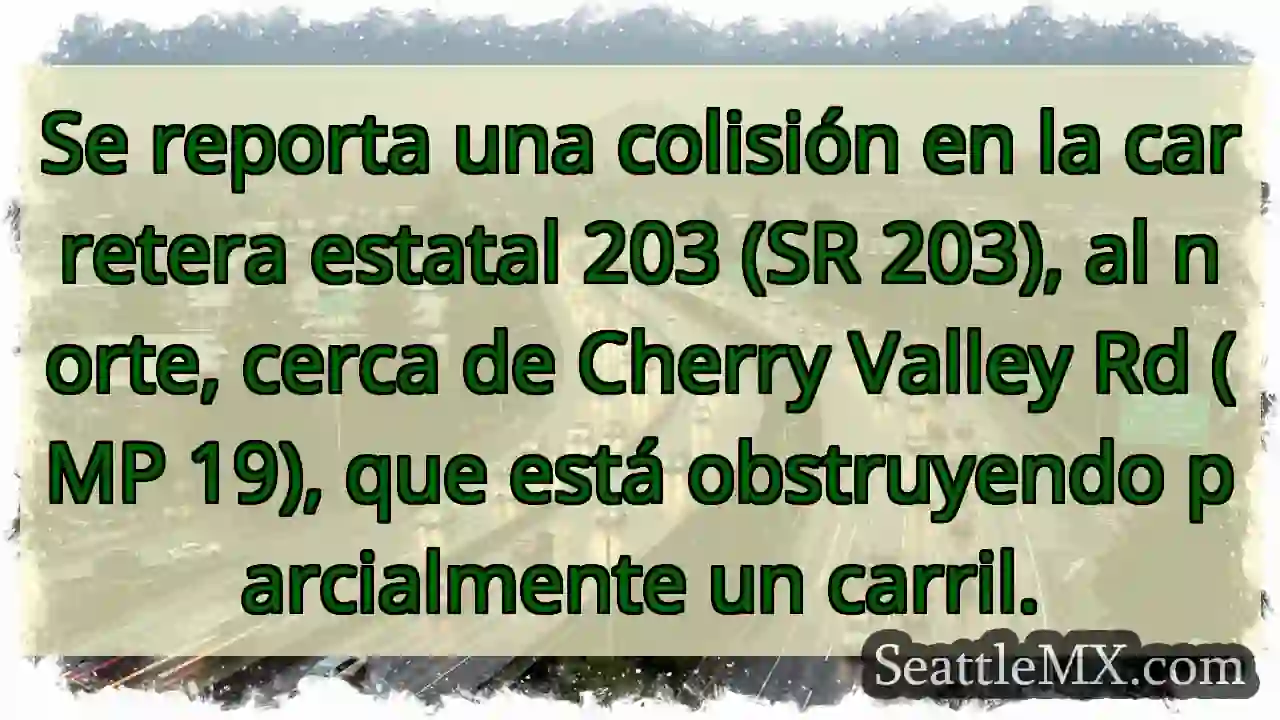 Accidente en SR 203 Norte. ¡Cuidado! Obstrucción