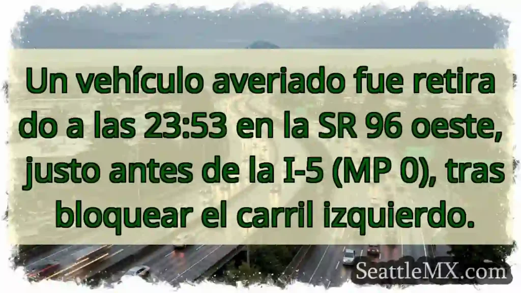 Vehículo retirado en SR 96 Oeste. ¡Cuidado! Antes
