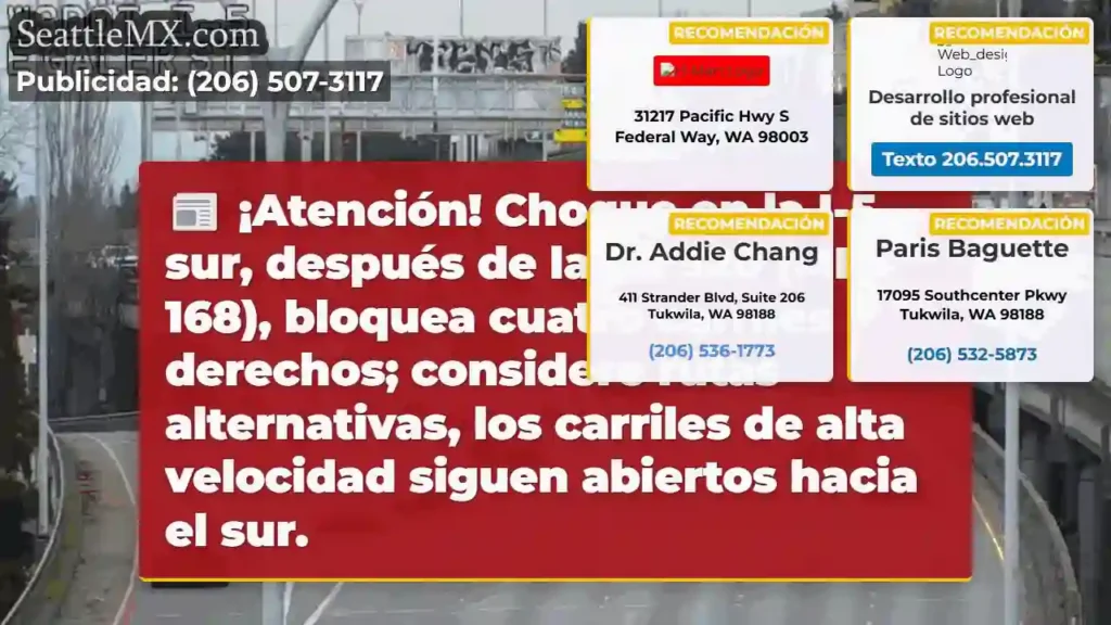 ¡Choque I-5 Sur! 4 Carriles Bloqueados