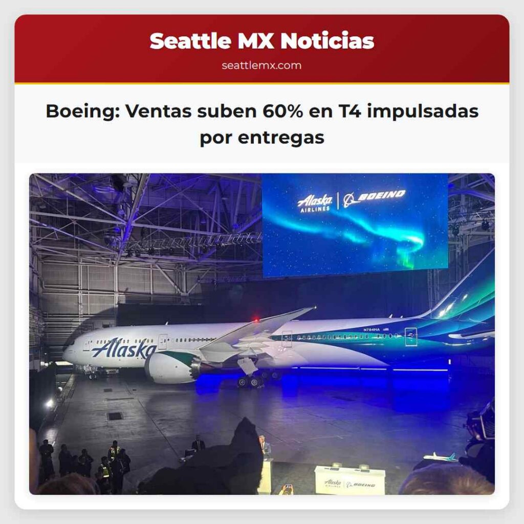 Boeing: Ventas suben 60% en T4 impulsadas por