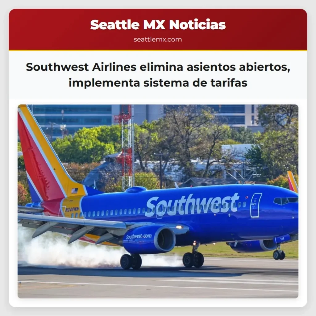 Southwest Airlines elimina asientos abiertos,
